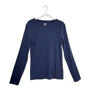 J. Crew Perfect-Fit Long Sleeve Crewneck T Shirt in Navy - Sz L